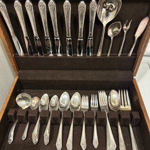 HOLMES & EDWARDS INLAID - I S, ANTIQUE, SILVER PLATED SILVERWARE SET, 53 PIECES